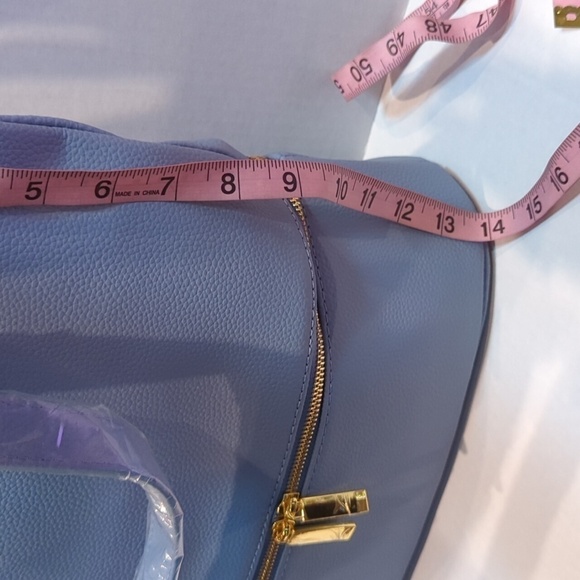 Joy Mangano Double Decker Tote w/Wristlet Set French Blue Pebble Leather New - Picture 11 of 11